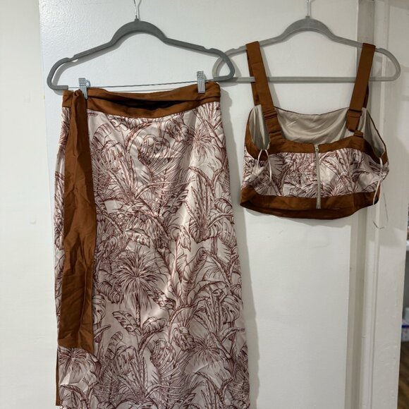 🌴 VICI Mariza Tropical Print Satin Set (Top + Skirt) - Size L/XL, Brand New 🌴 - Picture 11 of 14